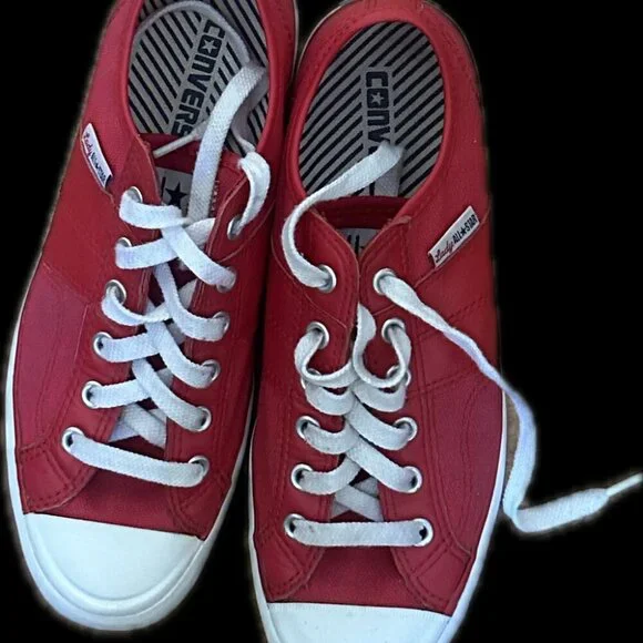 NWOT - Converse Lady All Star Red Cotton with Leather Size 7 RARE! - Picture 3 of 5